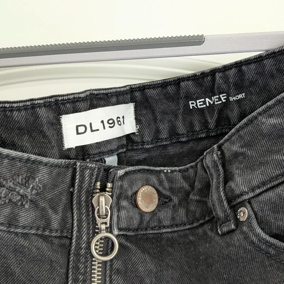 DL1961 Renne Blackwood Distressed Black Charcoal Jean Shorts - Picture 4 of 8
